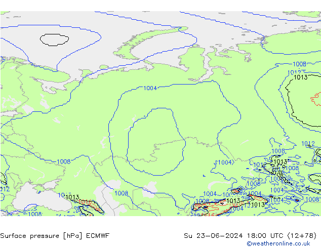 Surface pressure ECMWF Su 23.06.2024 18 UTC