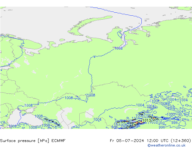 Atmosférický tlak ECMWF Pá 05.07.2024 12 UTC