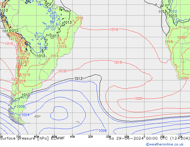 Bodendruck ECMWF Sa 29.06.2024 00 UTC