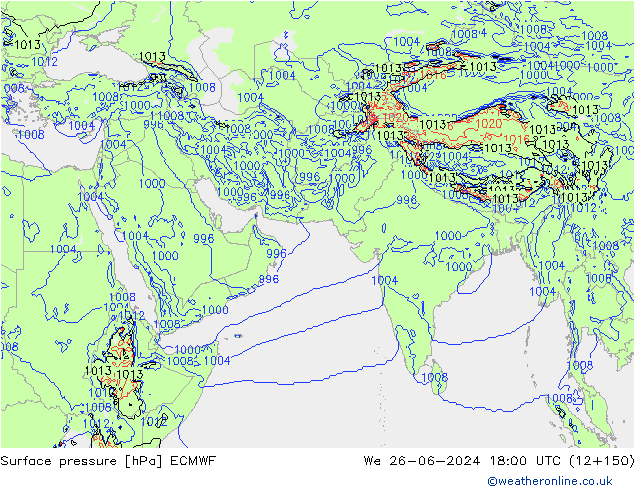 ciśnienie ECMWF śro. 26.06.2024 18 UTC