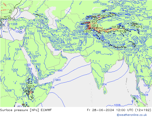 Surface pressure ECMWF Fr 28.06.2024 12 UTC