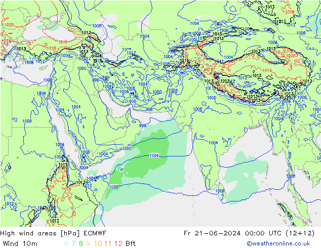 Windvelden ECMWF vr 21.06.2024 00 UTC