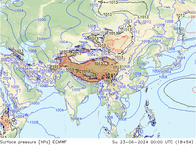 Surface pressure ECMWF Su 23.06.2024 00 UTC