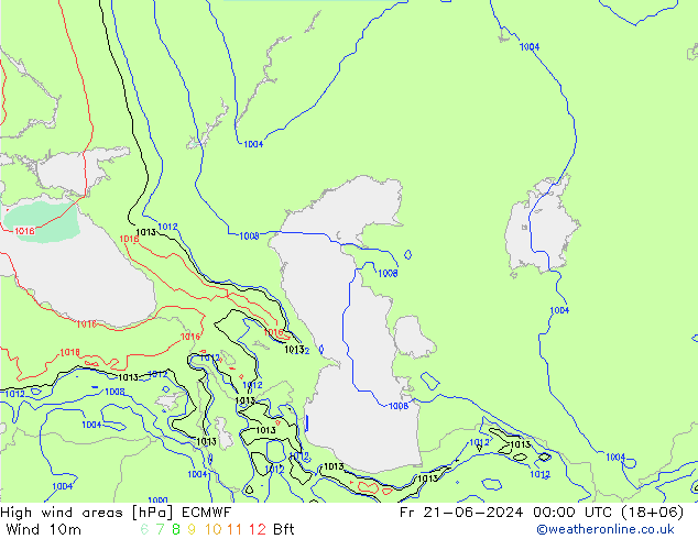 High wind areas ECMWF Fr 21.06.2024 00 UTC