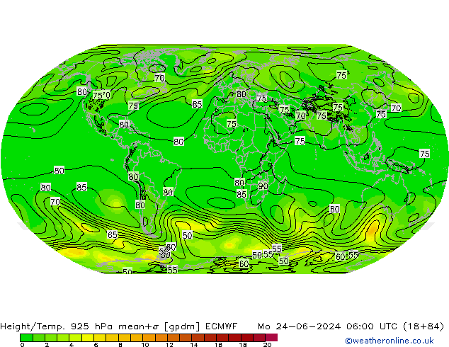 Height/Temp. 925 hPa ECMWF Seg 24.06.2024 06 UTC