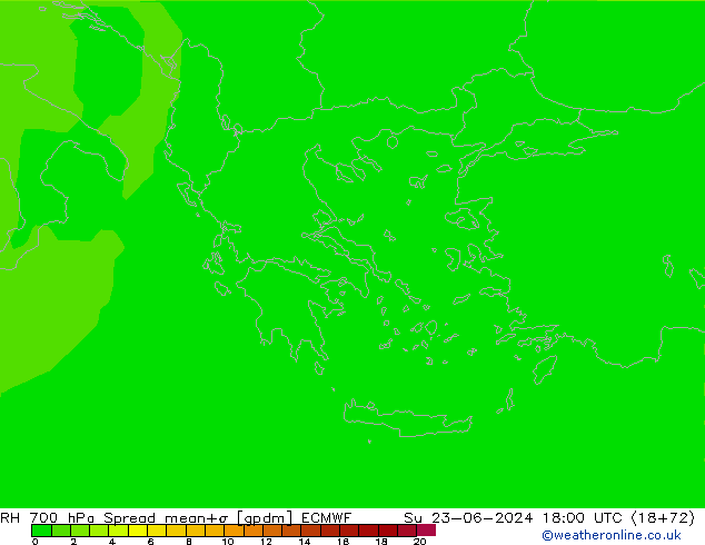 RH 700 hPa Spread ECMWF Ne 23.06.2024 18 UTC