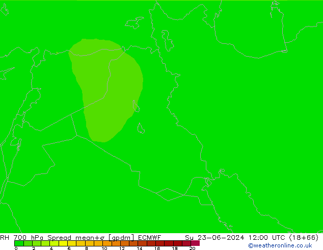 RH 700 hPa Spread ECMWF Su 23.06.2024 12 UTC