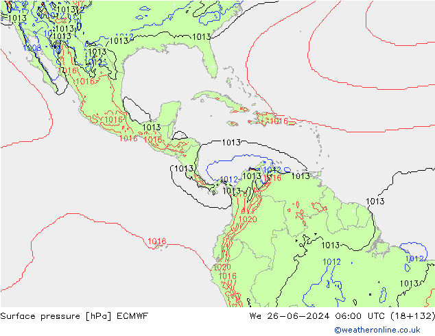 ciśnienie ECMWF śro. 26.06.2024 06 UTC