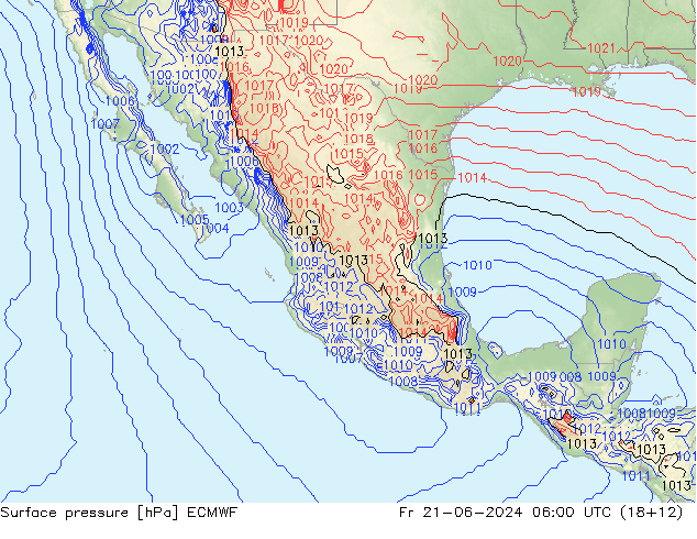 pressão do solo ECMWF Sex 21.06.2024 06 UTC