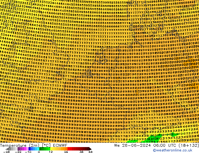 Temperature (2m) ECMWF We 26.06.2024 06 UTC