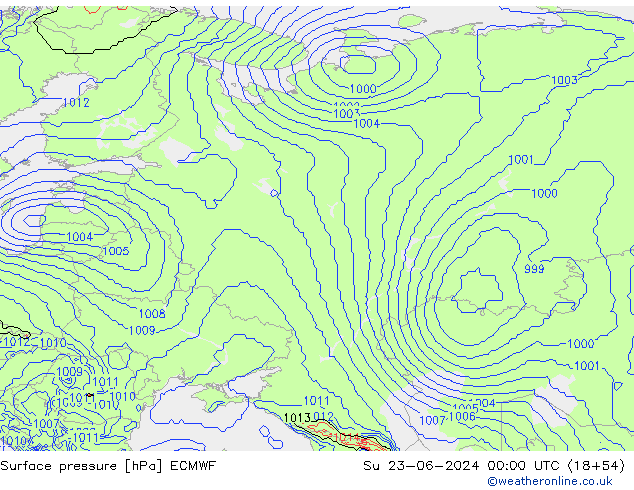 pression de l'air ECMWF dim 23.06.2024 00 UTC