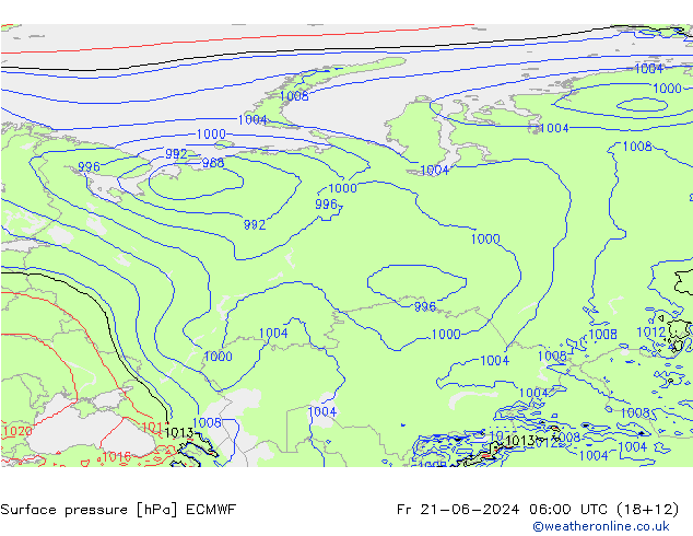 pression de l'air ECMWF ven 21.06.2024 06 UTC