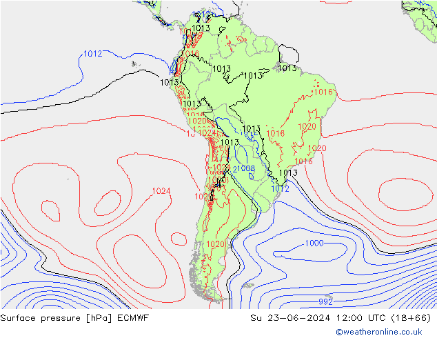 pression de l'air ECMWF dim 23.06.2024 12 UTC