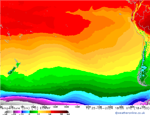 карта температуры ECMWF вт 25.06.2024 18 UTC