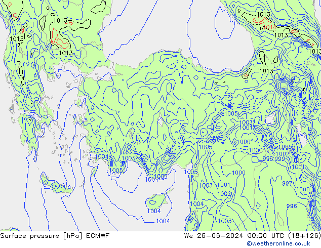 Surface pressure ECMWF We 26.06.2024 00 UTC