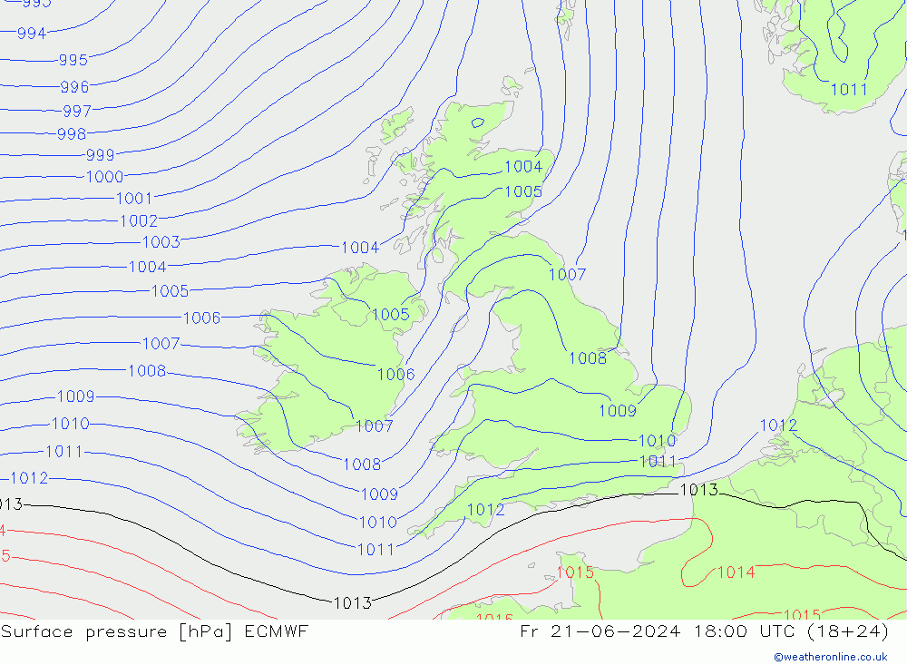 Surface pressure ECMWF Fr 21.06.2024 18 UTC