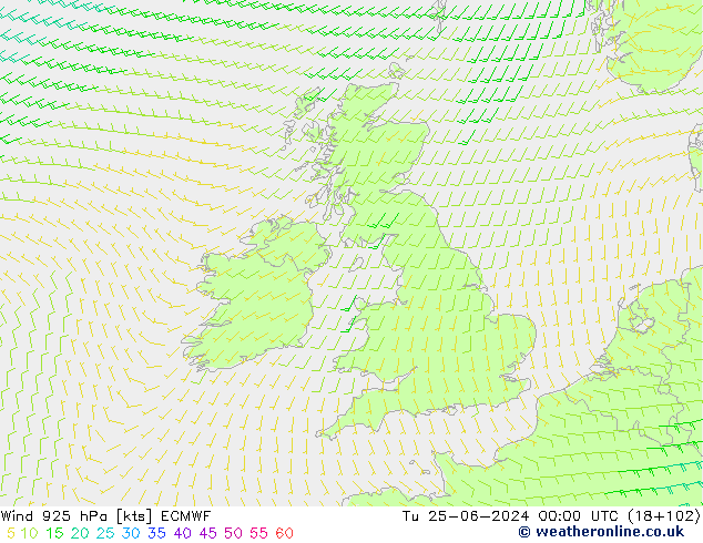 Viento 925 hPa ECMWF mar 25.06.2024 00 UTC