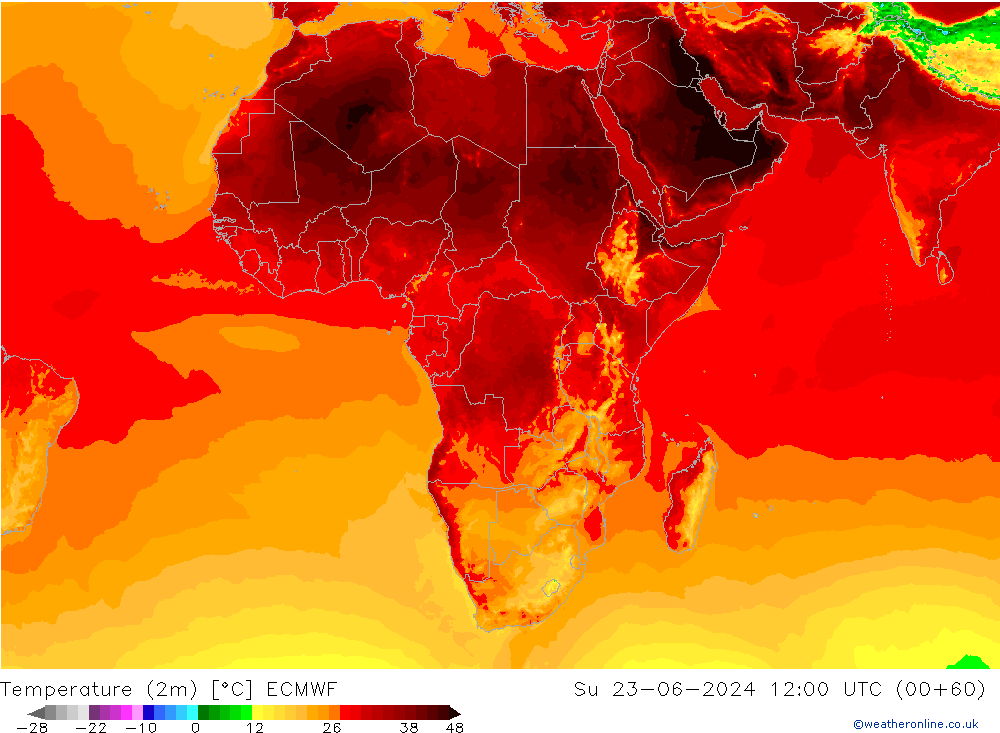 température (2m) ECMWF dim 23.06.2024 12 UTC