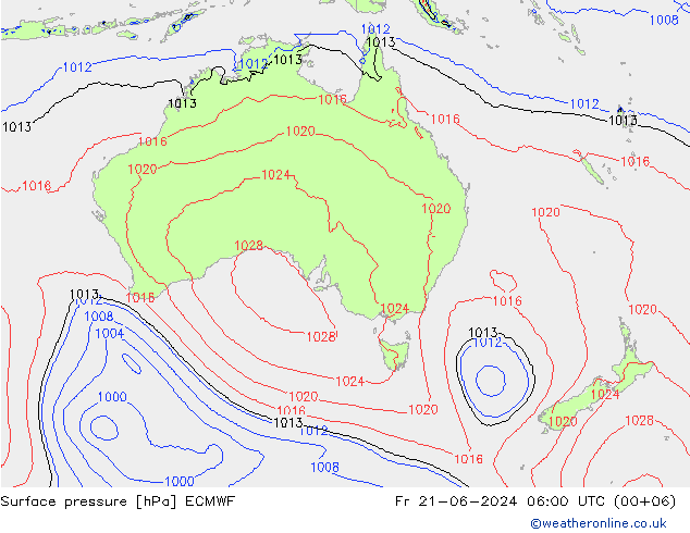 Bodendruck ECMWF Fr 21.06.2024 06 UTC