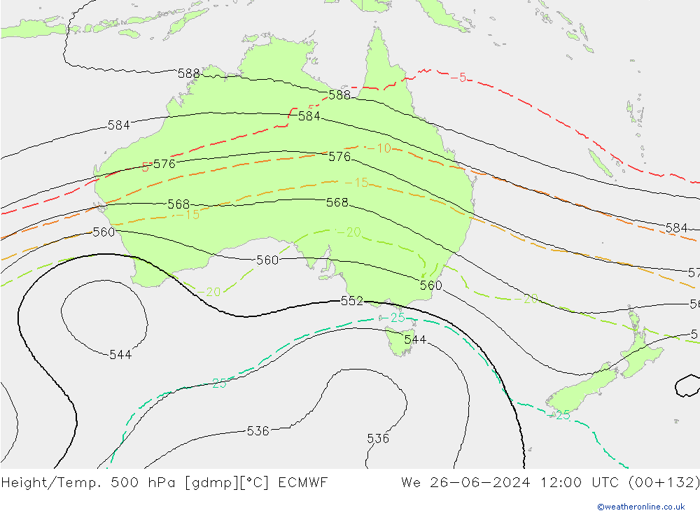 Height/Temp. 500 hPa ECMWF  26.06.2024 12 UTC