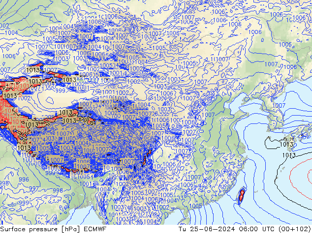 地面气压 ECMWF 星期二 25.06.2024 06 UTC