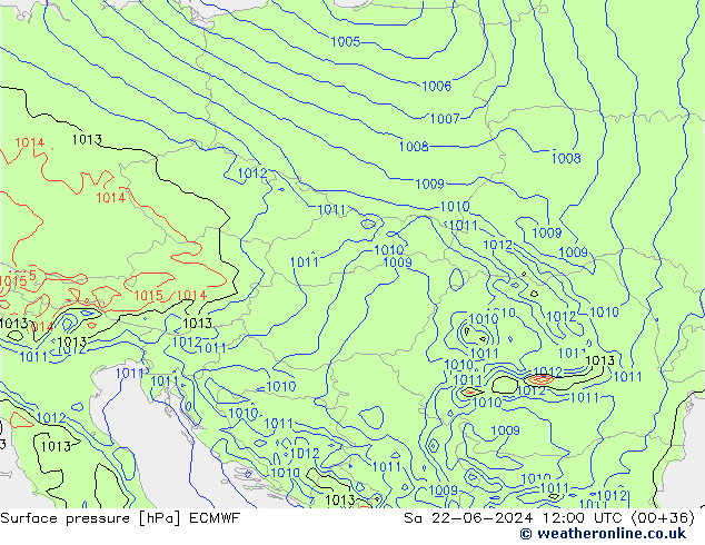 Luchtdruk (Grond) ECMWF za 22.06.2024 12 UTC