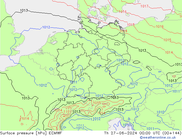 приземное давление ECMWF чт 27.06.2024 00 UTC