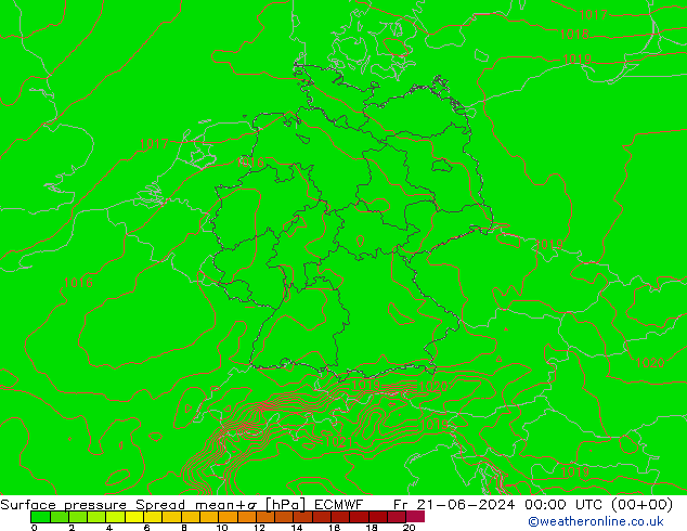 приземное давление Spread ECMWF пт 21.06.2024 00 UTC