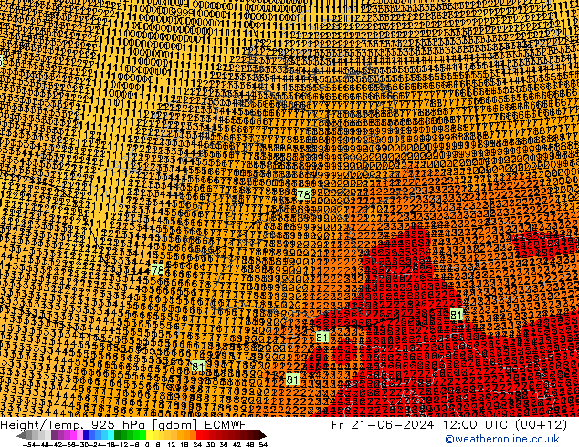 Geop./Temp. 925 hPa ECMWF vie 21.06.2024 12 UTC