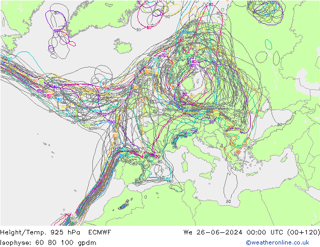 Yükseklik/Sıc. 925 hPa ECMWF Çar 26.06.2024 00 UTC