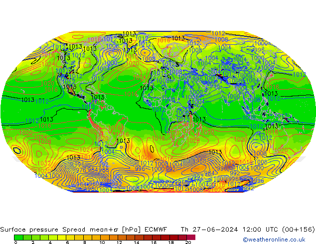 Yer basıncı Spread ECMWF Per 27.06.2024 12 UTC