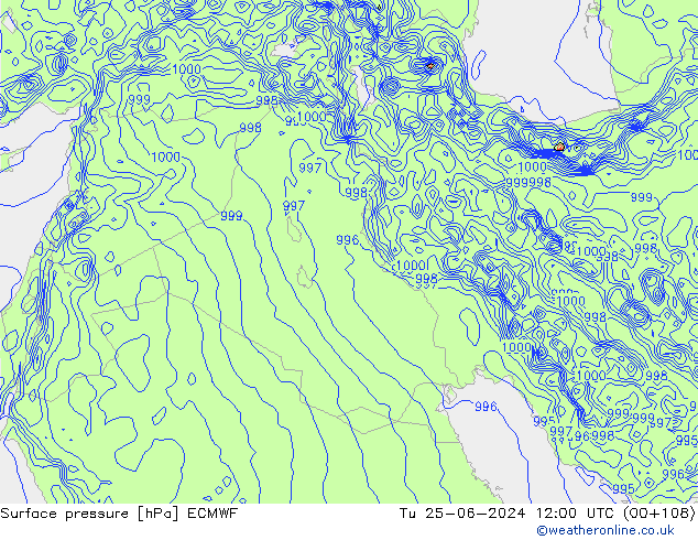 Yer basıncı ECMWF Sa 25.06.2024 12 UTC