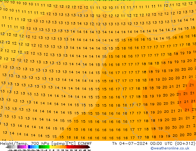 Height/Temp. 700 hPa ECMWF Do 04.07.2024 00 UTC