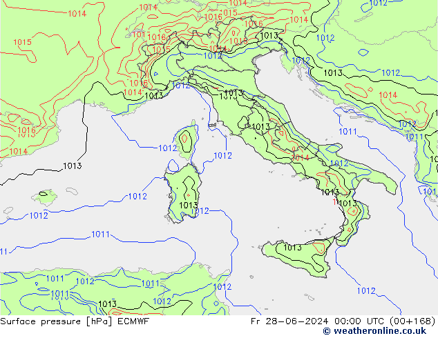 pressão do solo ECMWF Sex 28.06.2024 00 UTC