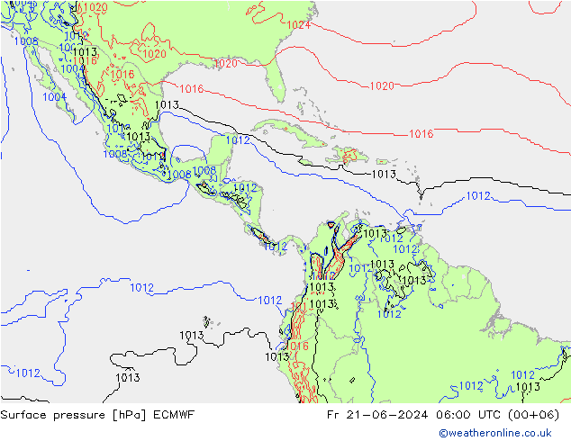 Pressione al suolo ECMWF ven 21.06.2024 06 UTC