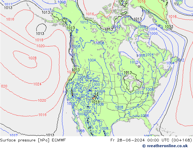 Surface pressure ECMWF Fr 28.06.2024 00 UTC