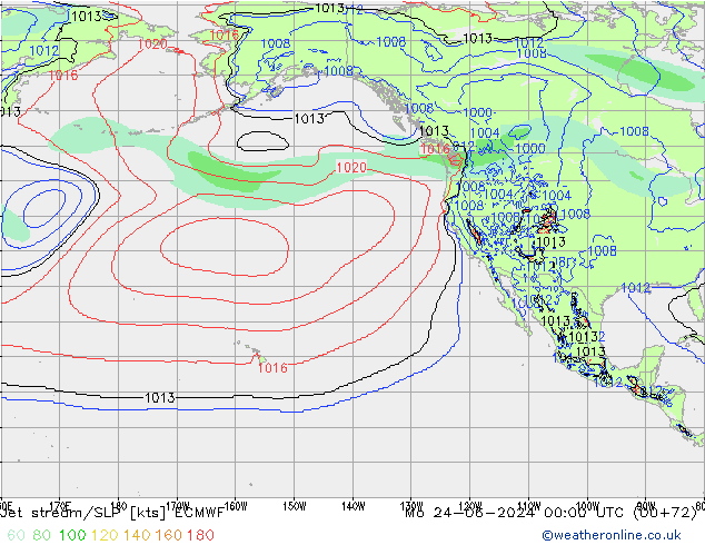 Jet stream/SLP ECMWF Mo 24.06.2024 00 UTC