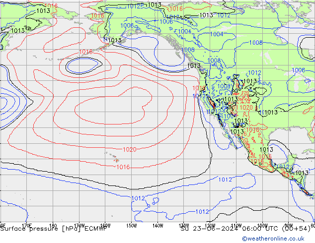 Pressione al suolo ECMWF dom 23.06.2024 06 UTC