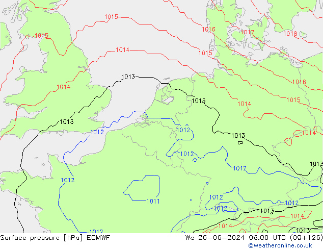 pression de l'air ECMWF mer 26.06.2024 06 UTC