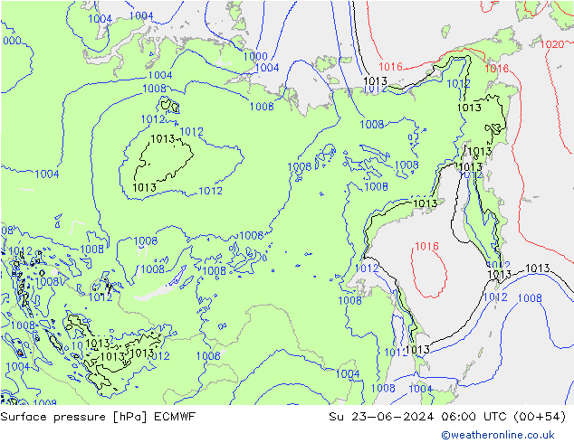 Yer basıncı ECMWF Paz 23.06.2024 06 UTC