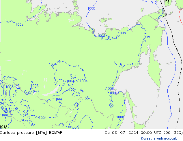 ciśnienie ECMWF so. 06.07.2024 00 UTC