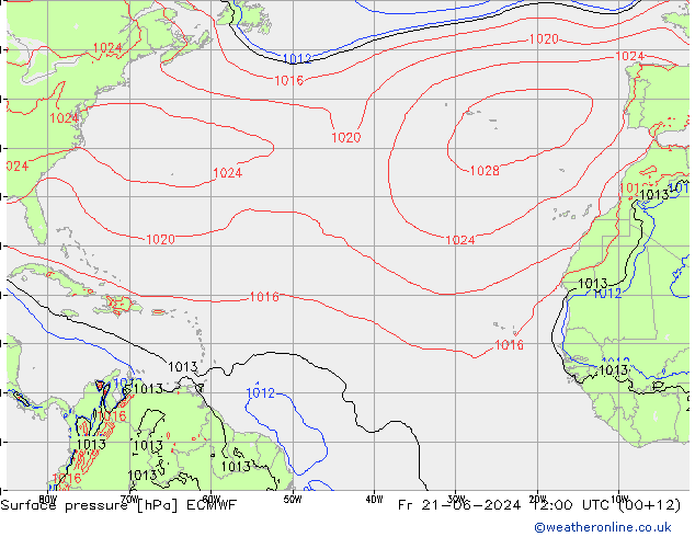 ciśnienie ECMWF pt. 21.06.2024 12 UTC