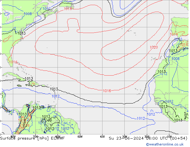 Yer basıncı ECMWF Paz 23.06.2024 06 UTC