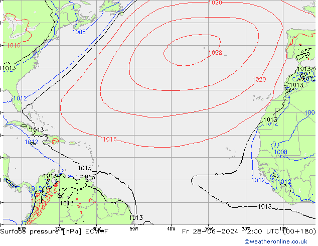 Surface pressure ECMWF Fr 28.06.2024 12 UTC