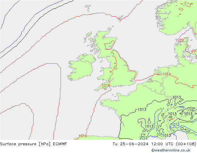 pressão do solo ECMWF Ter 25.06.2024 12 UTC