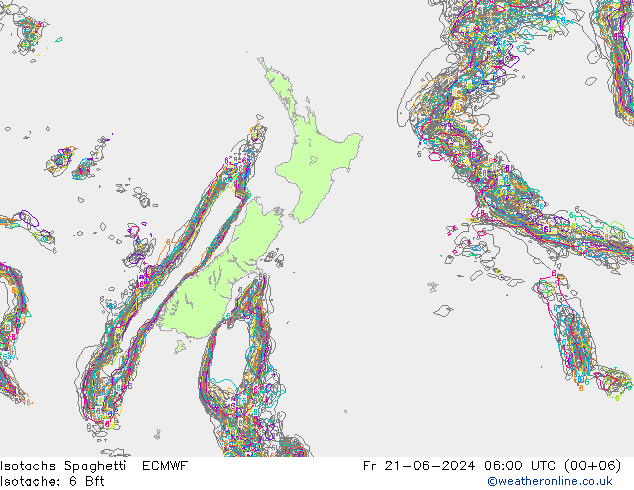 Isotachen Spaghetti ECMWF Fr 21.06.2024 06 UTC