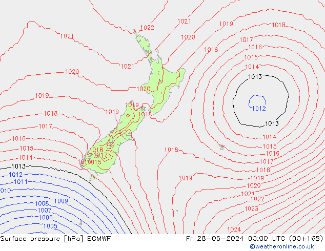 Surface pressure ECMWF Fr 28.06.2024 00 UTC