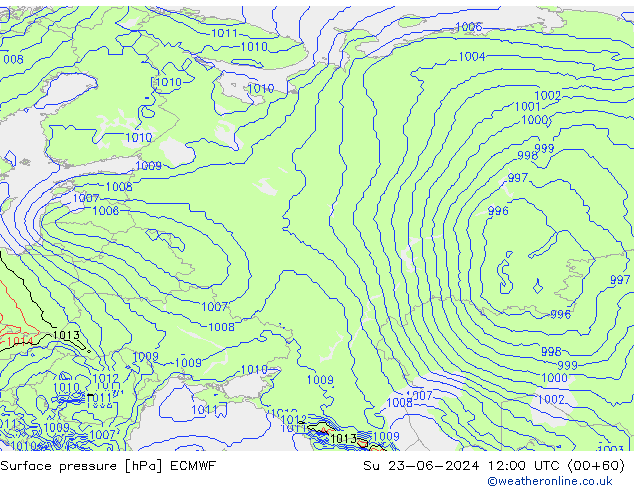 pression de l'air ECMWF dim 23.06.2024 12 UTC