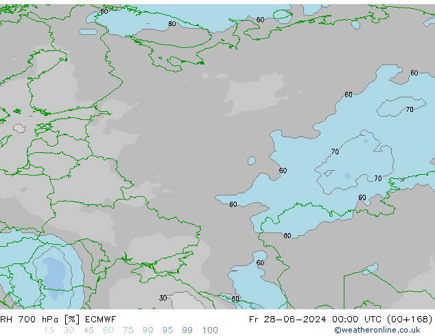 RH 700 hPa ECMWF ven 28.06.2024 00 UTC