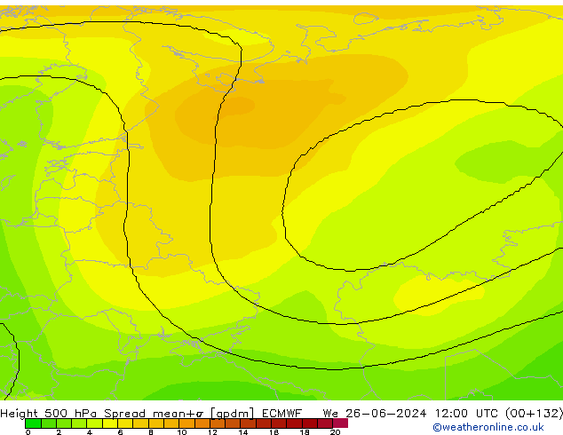 Height 500 hPa Spread ECMWF We 26.06.2024 12 UTC